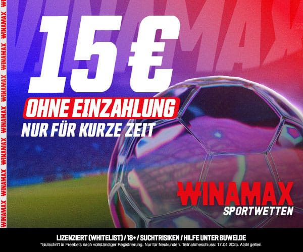 Winamax 15 € Freebet ohne Einzahlung