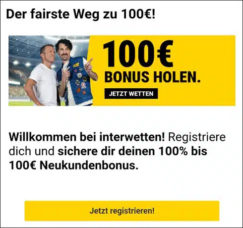Interwetten: 100% Bonus bis 100 Euro